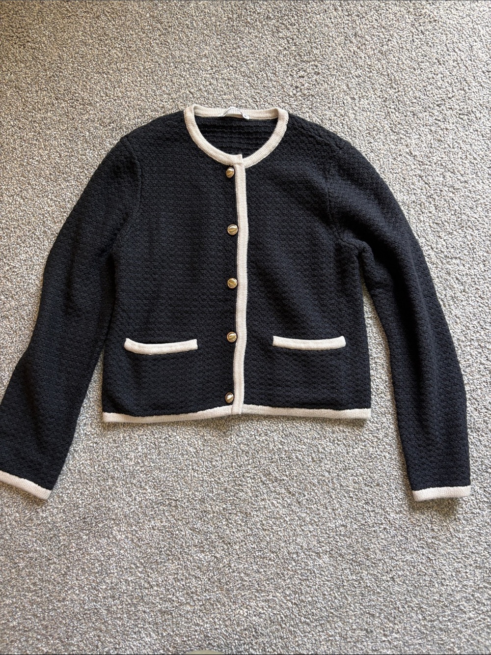 Abercrombie & Fitch Black sweater cardigan with Cream Trim